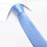 Blue & Pink Polka Dot Woven Slim Silk Tie