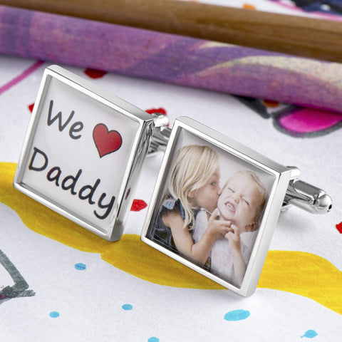We Heart Daddy Personalised Photo Cufflinks