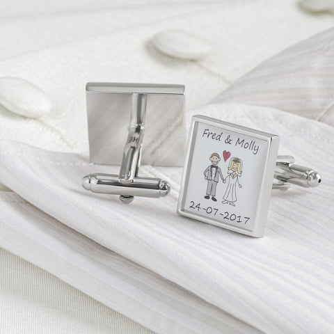 Personalised Wedding Bride & Groom Names & Date Cufflinks