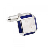 Sterling silver cufflinks with mother of pearl centre and lapis stone edges