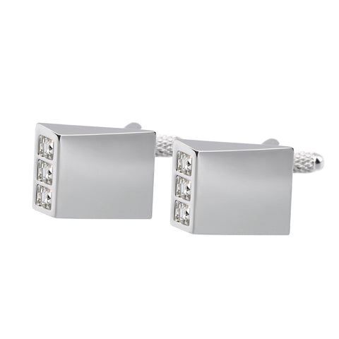 White Crystal Wedges Cufflinks