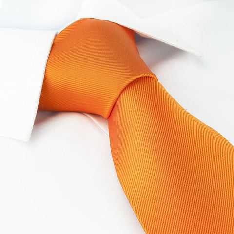 Plain Orange Woven Silk Tie
