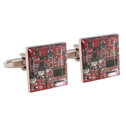 Red Circuit Board Cufflinks