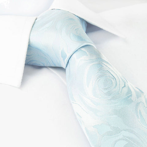 Sky Blue Rose Luxury Woven Silk Tie