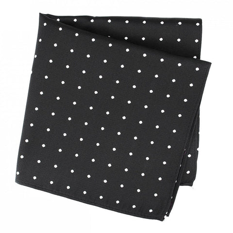 Black Large Polka Dot Silk Handkerchief