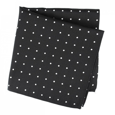 Black Polka Dot Woven Silk Handkerchief