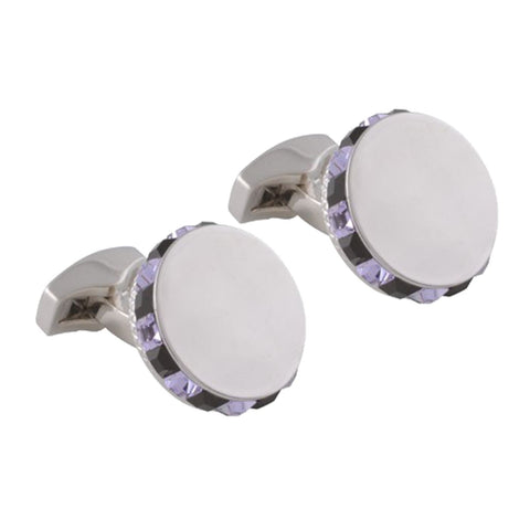 Purple and Black Swarovski Circular Cufflinks