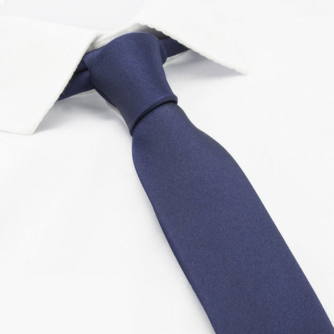 Plain Navy Slim Silk Tie