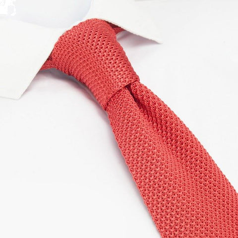 Coral Knitted Square Cut Silk Tie