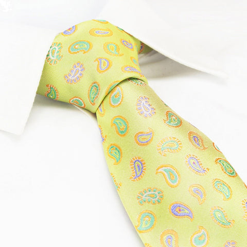 Green Paisley Tear Drop Silk Tie