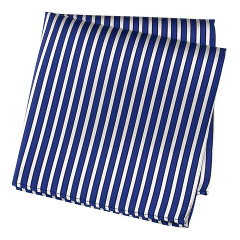Blue And White Striped Luxury Silk Handkerchief
