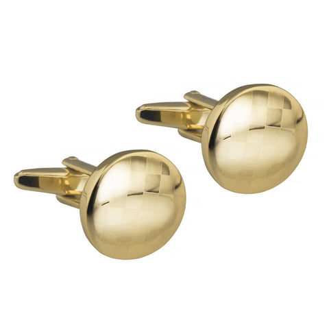 Chequered Gold Circle Cufflinks