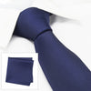 Plain Navy Silk Tie & Handkerchief Set