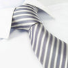 Grey & Silver Striped Woven Silk Tie