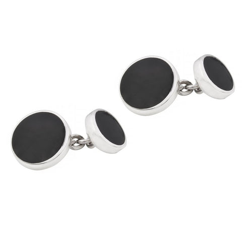 Sterling Silver Double Sided Onyx Cufflinks