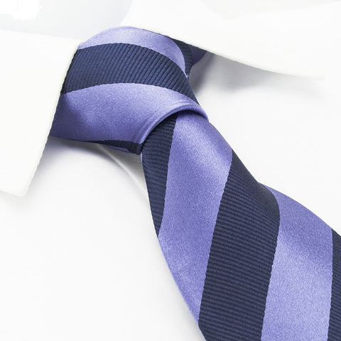 Lilac & Navy Woven Striped Silk Tie