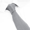 Light Grey Knitted Square Cut Silk Tie