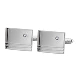 Classic Silver with White Crystal Engraved Cufflinks