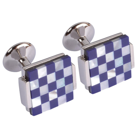 Blue & White Chequered Squares Cufflinks