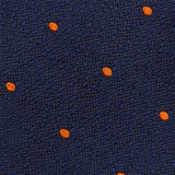 Navy & Orange Textured Spot Woven Silk Tie