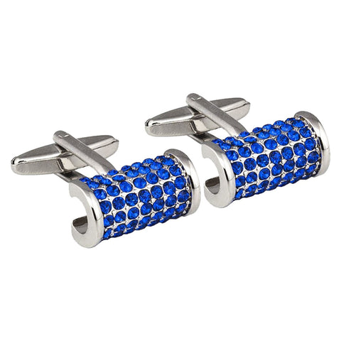 Cylindrical Blue Crystal Cufflinks