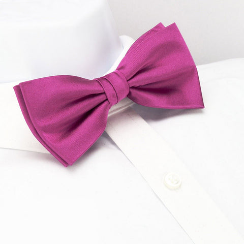 Pre-Tied Plain Fuchsia Silk Bow Tie