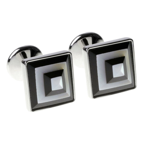 Black and White Gem Pyramids Cufflinks