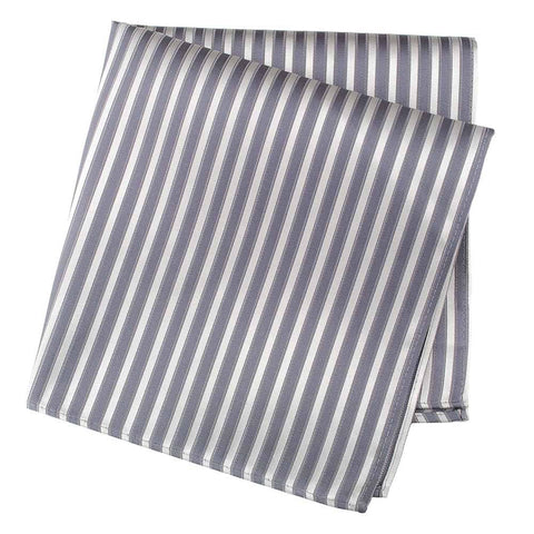Grey And Silver Striped Woven Silk Handkerchief