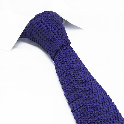 Dark Purple Knitted Square Cut Tie