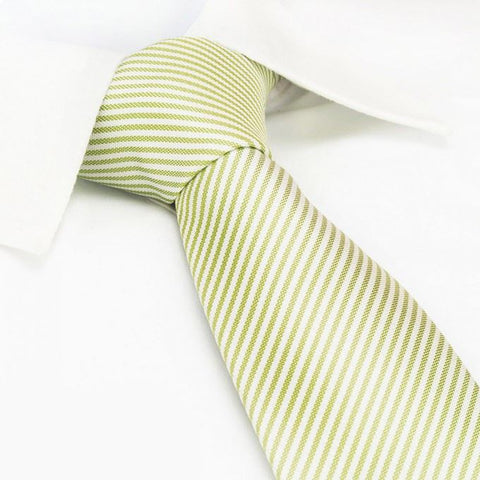 Pastel Green & White Thin Stripe Silk Tie