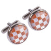 Mother of Pearl Orange Chequered Circles  Cufflinks