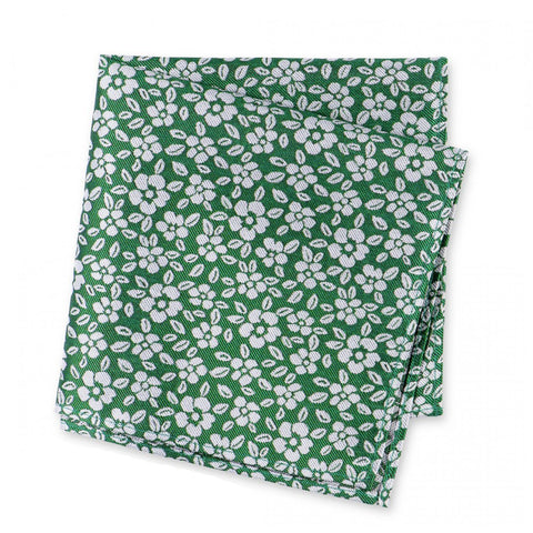 Green & White Daisy Chain Floral Silk Handkerchief