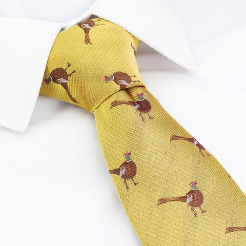 Gold Pheasant Woven Silk Tie