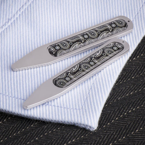 Black Paisley Collar Stiffeners