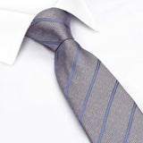 Grey Classic Textured Silk Club Stripe Tie