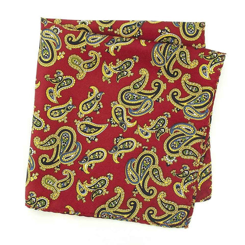 Red Large Paisley Silk Handkerchief