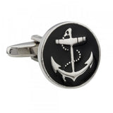 Black Enamel Anchor Cufflinks