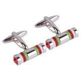 Tri Coloured band with Red Swarovski Crystals Cufflinks