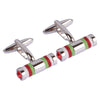 Tri Coloured band with Red Swarovski Crystals Cufflinks