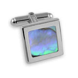Sterling Silver Large Oyster Shell Square Cufflinks
