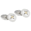 Sterling Silver Button Cufflinks with Gold Thread