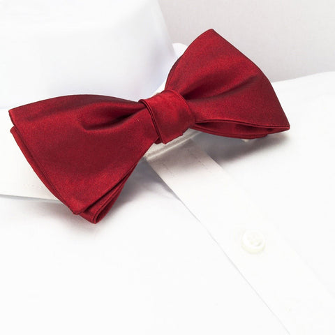 Self-Tie Plain Red Silk Bow Tie