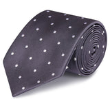 Charcoal Grey Polka Dot Silk Tie