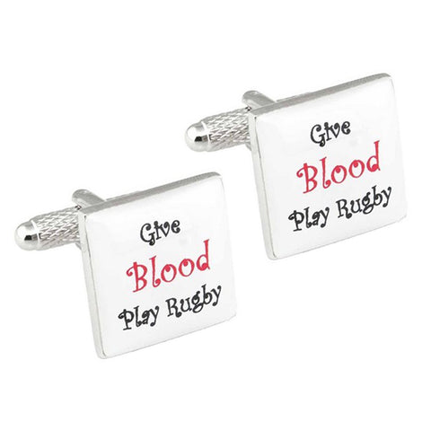 Give Blood Play Rugby Cufflinks