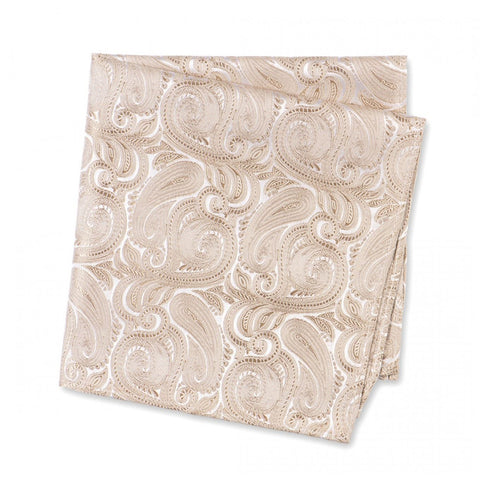 Pastel Beige Paisley Woven Silk Handkerchief