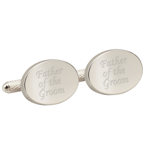 Engraved Silver Father of the Groom Cufflinks