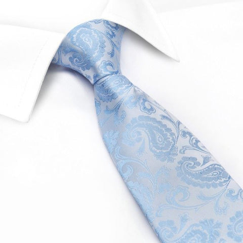 Classic Pastel Blue Paisley Silk Tie
