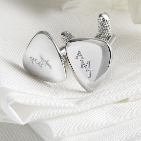 Engraved Guitar Plectrum Cufflinks