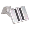 Sterling Silver Mother of Pearl & Onyx Striped Cufflinks