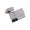 Rhodium Ridged Onyx and Mother of Pearl Stone Cufflinks